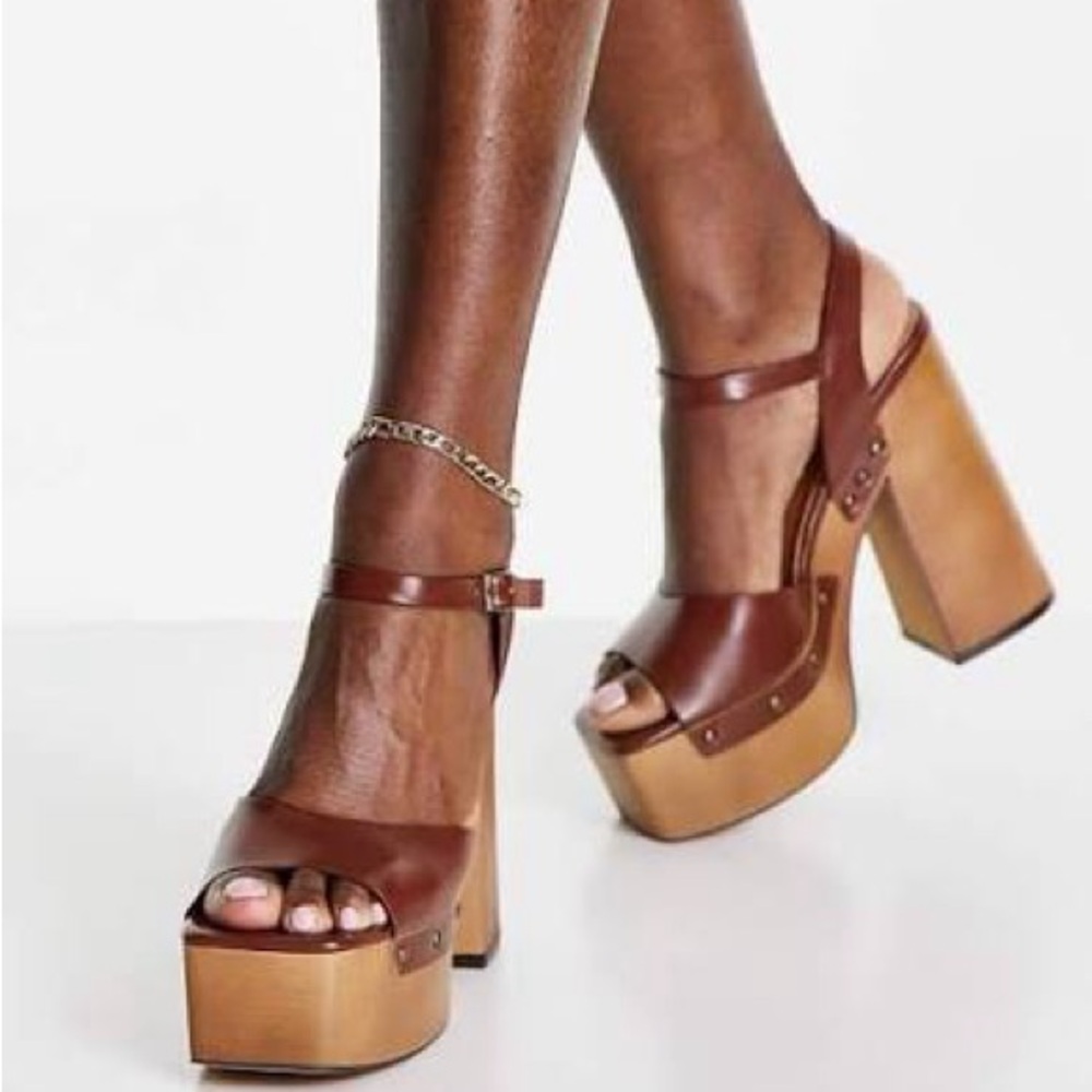 ASOS DESIGN Nico high heeled sandals in tan 10